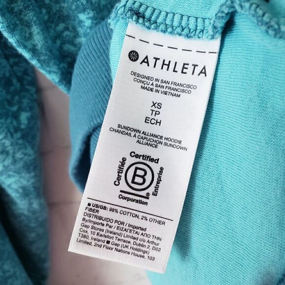 Athleta Sundown Alliance Hoodie Sweatshirt Oversized XS Teal Green Longer Length - Picture 7 of 8